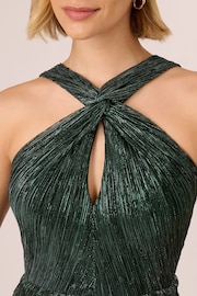 Adrianna Papell Green Halter Crinkle Metallic Dress - Image 4 of 7