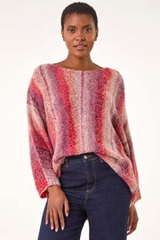 Roman Pink Slash Neck Boucle Knit Jumper - Image 2 of 5