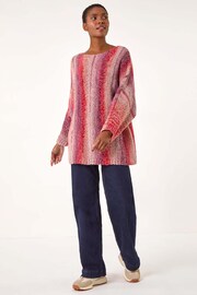 Roman Pink Slash Neck Boucle Knit Jumper - Image 4 of 5