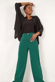 Roman Green Cotton Blend Wide Leg Stretch Jeans - Image 2 of 5