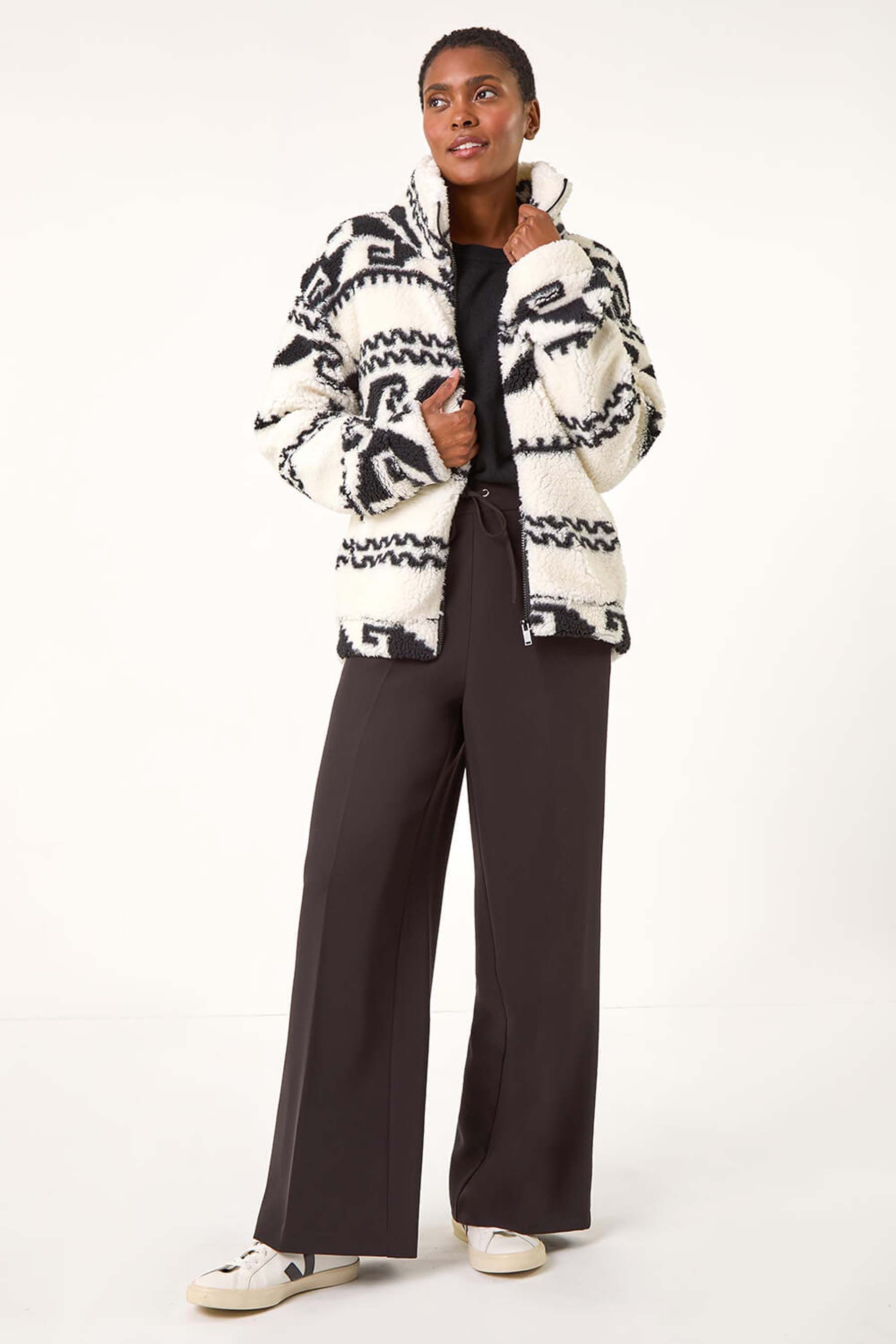 Buy Roman Natural Aztec Printed Fleece Jacket from the Next UK online shop