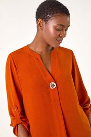 Roman Orange V-Neck Button Detail Top - Image 4 of 5