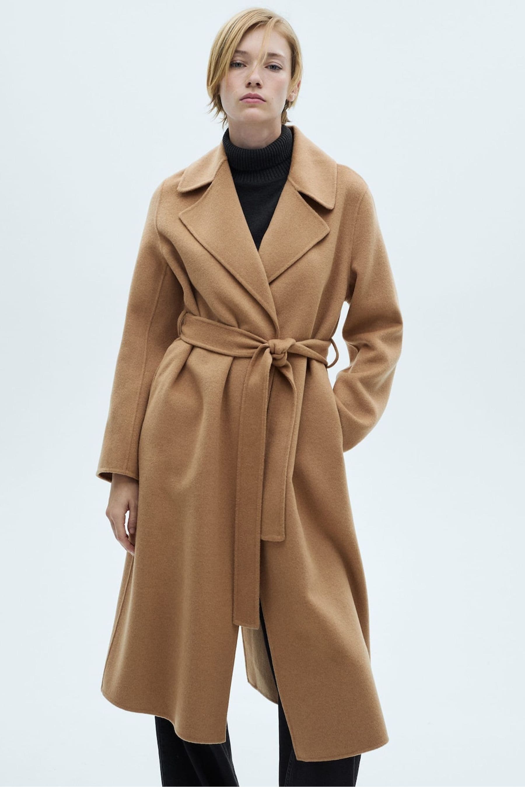 Mango handmade pocket front coat in white best sale