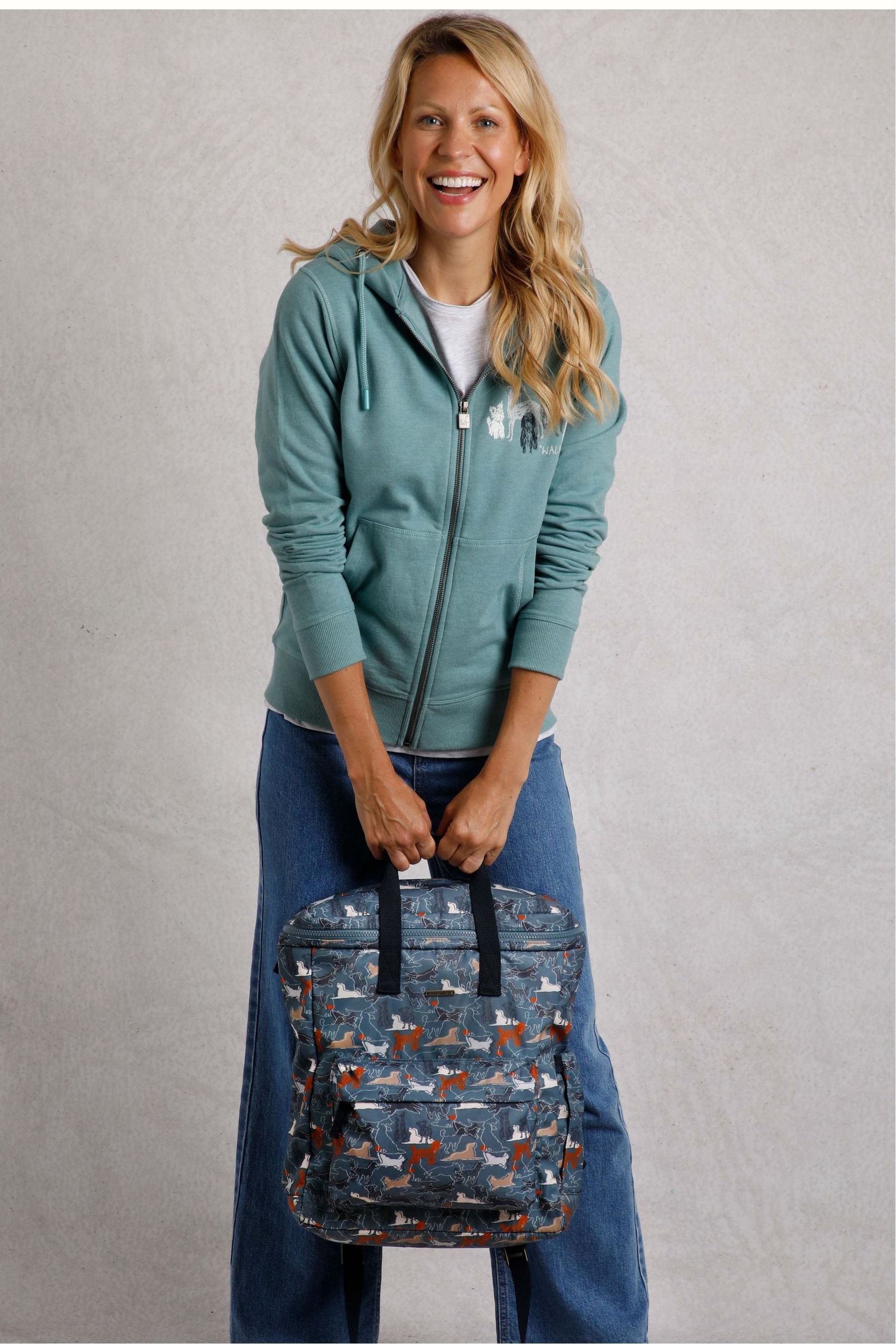 Weird Fish Blue Nahla Printed Nylon Backpack one Womens