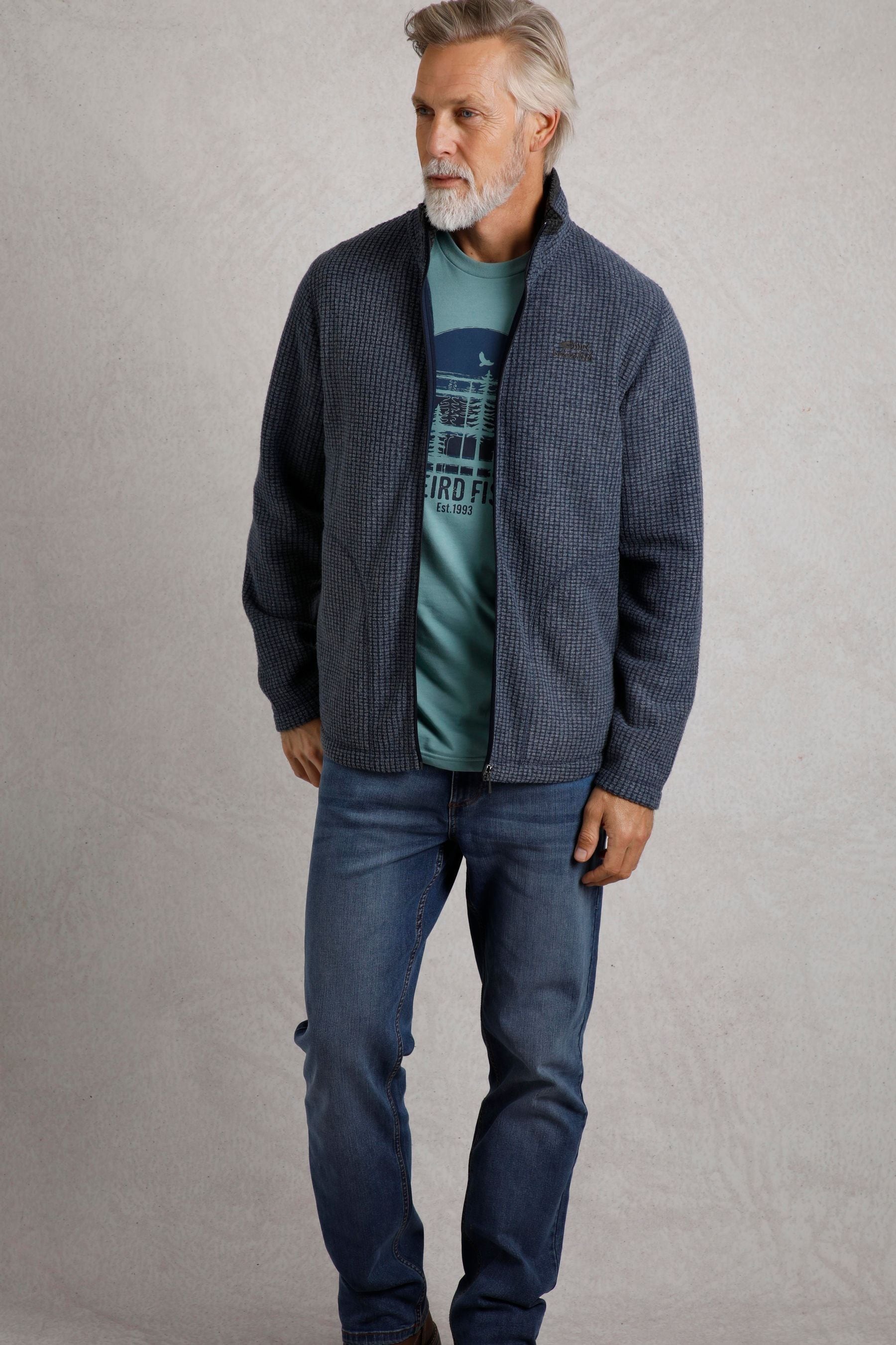 Weird Fish Dark Blue Weird Fish Shires Eco Full Zip Grid Fleece