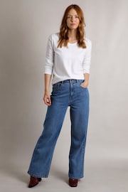 Weird Fish Dark Blue Marl Corine Wide Leg Denim Jeans - Image 1 of 3