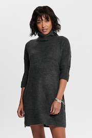 ONLY Grey Roll Neck Knitted Jumper Dress - Image 1 of 6