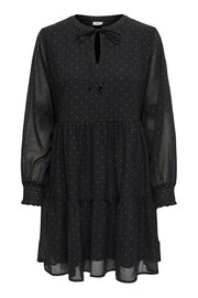 JDY Black Layered Polka Dot Short Dress - Image 1 of 2