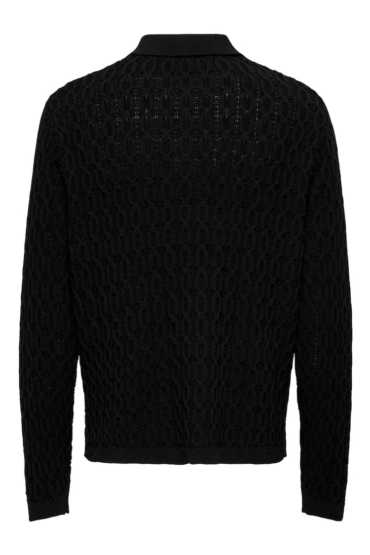 Only & Sons Black Polo Texuted Knitted Jumper - Image 2 of 2