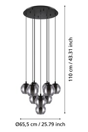 Eglo Black Ariscani Vaporised Glass And Steel Pendant Ceiling Light - Image 4 of 4