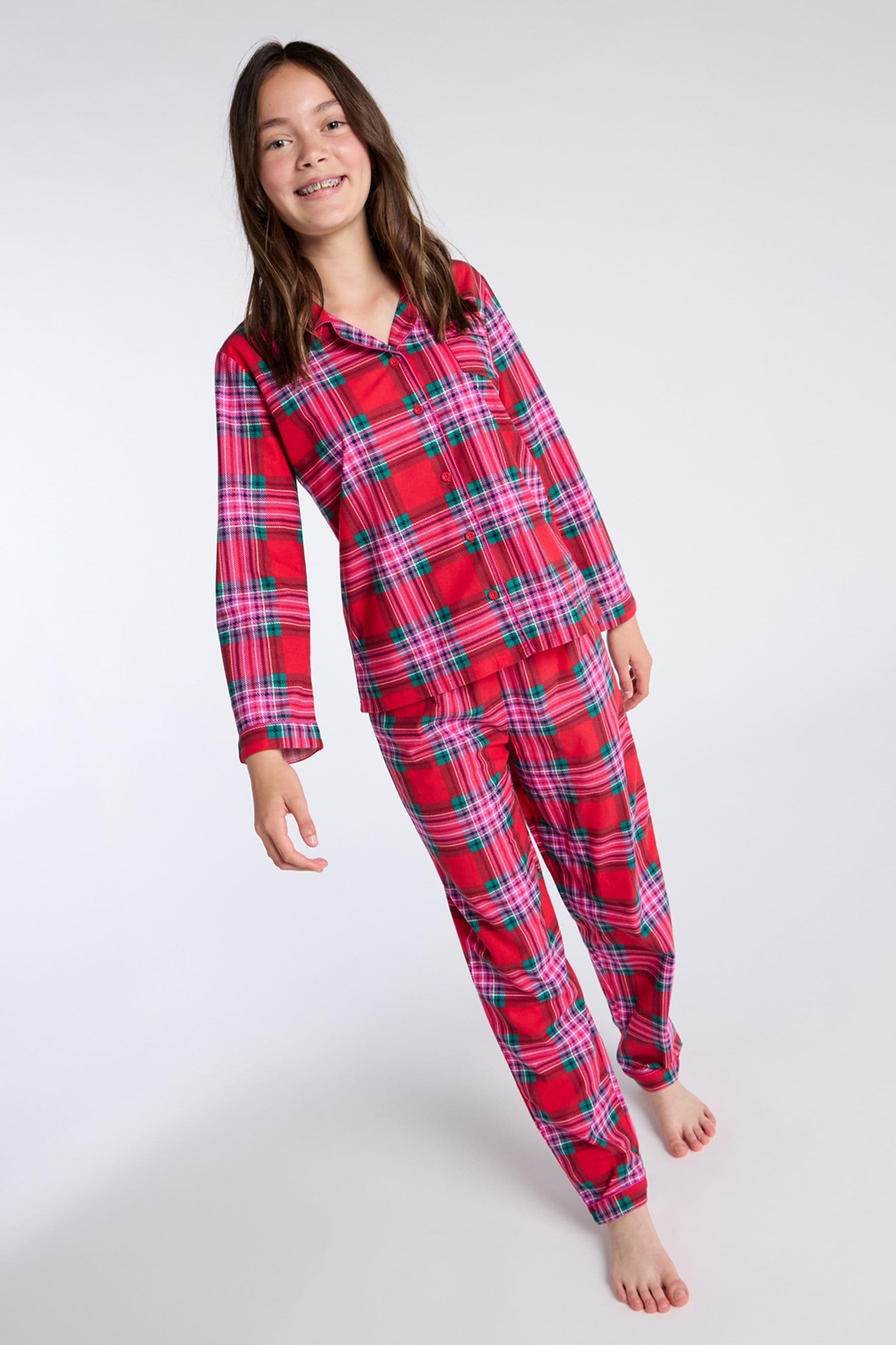 Boux Avenue Kids Cream Bows Fleece Pyjamas in a Bag 5 6 Yrs RED Girls