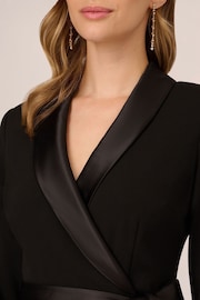 Adrianna Papell Knit Crepe Tuxedo Wrap Black Dress - Image 6 of 7