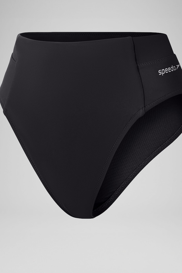 Speedo Black Solid Hi Waist Bikini Bottoms - Image 6 of 6