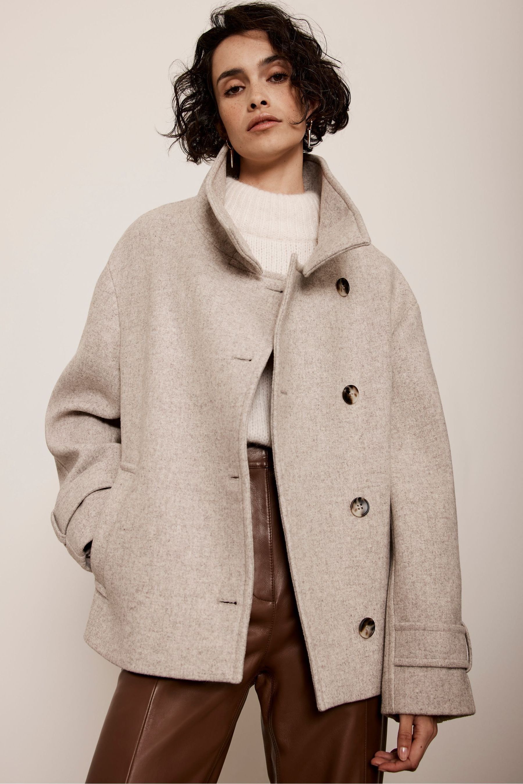 Buy Mint Velvet Grey Wool Blend Neck Jacket from the Next UK online shop
