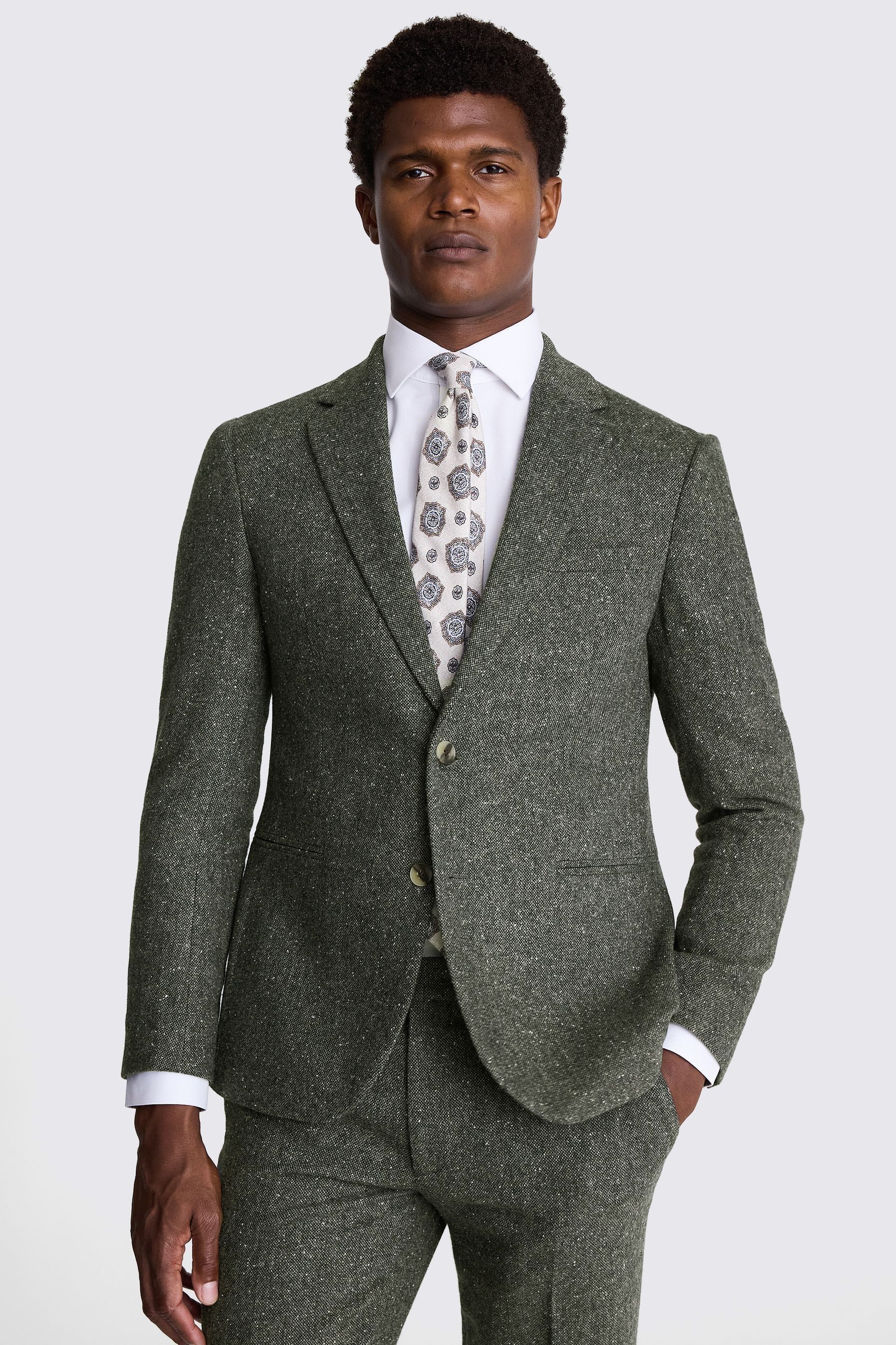 Buy MOSS Khaki Green Slim Fit Tweed Jacket from Next Ireland