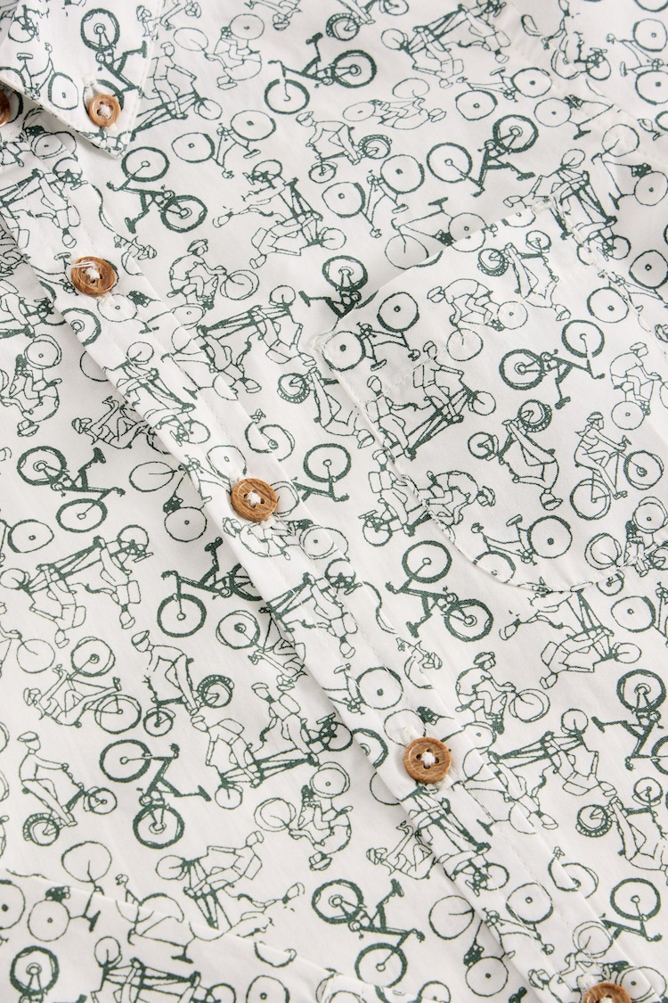 White Stuff White Bike Printed 100% Cotton Shirt - Image 3 of 3