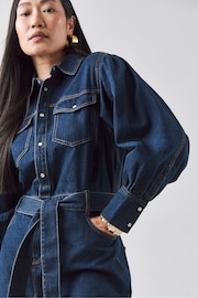 JD Williams Blue Denim Maxi Shirt Dress - Image 4 of 4