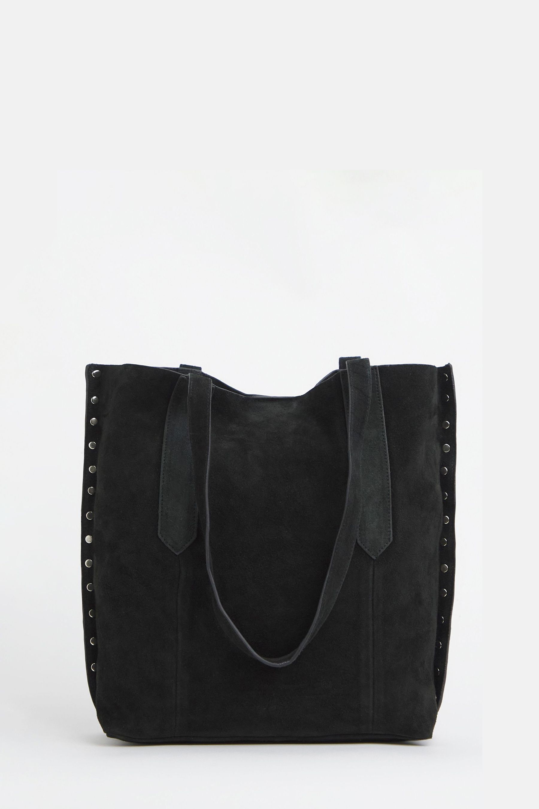 JD Williams Black Suede Studded Tote Bag
