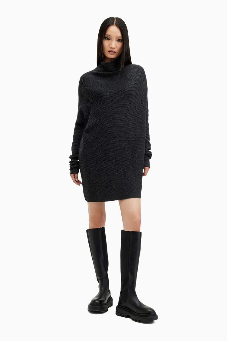 AllSaints Black Ridley Jumper Dress - Image 2 of 7