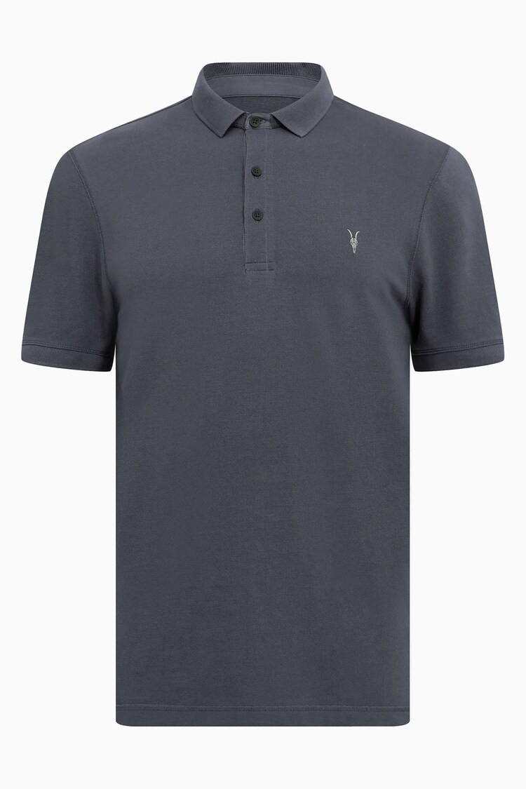 AllSaints Blue Reform Shortsleeve Polo Shirt - Image 6 of 6