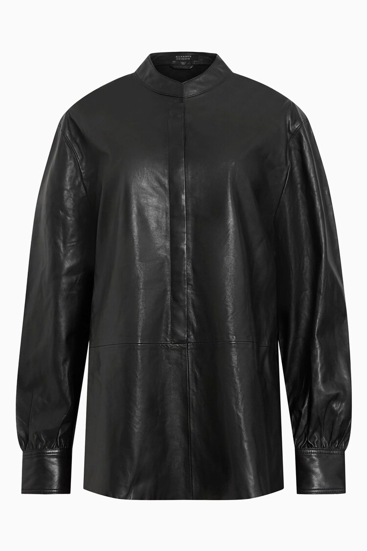 AllSaints Black Sara Leather Shirt - Image 7 of 7