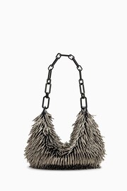 AllSaints Silver 100% Cotton Madea Chain Bead Bag - Image 1 of 6