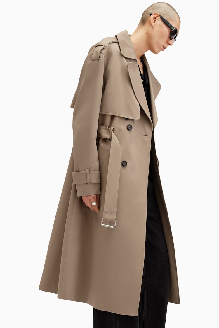 AllSaints Brown Spencer Coat - Image 1 of 9