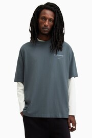 AllSaints Blue Underground Short Sleeve 100% Cotton Crew T-Shirt - Image 1 of 8