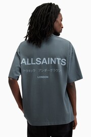 AllSaints Blue Underground Short Sleeve 100% Cotton Crew T-Shirt - Image 7 of 8