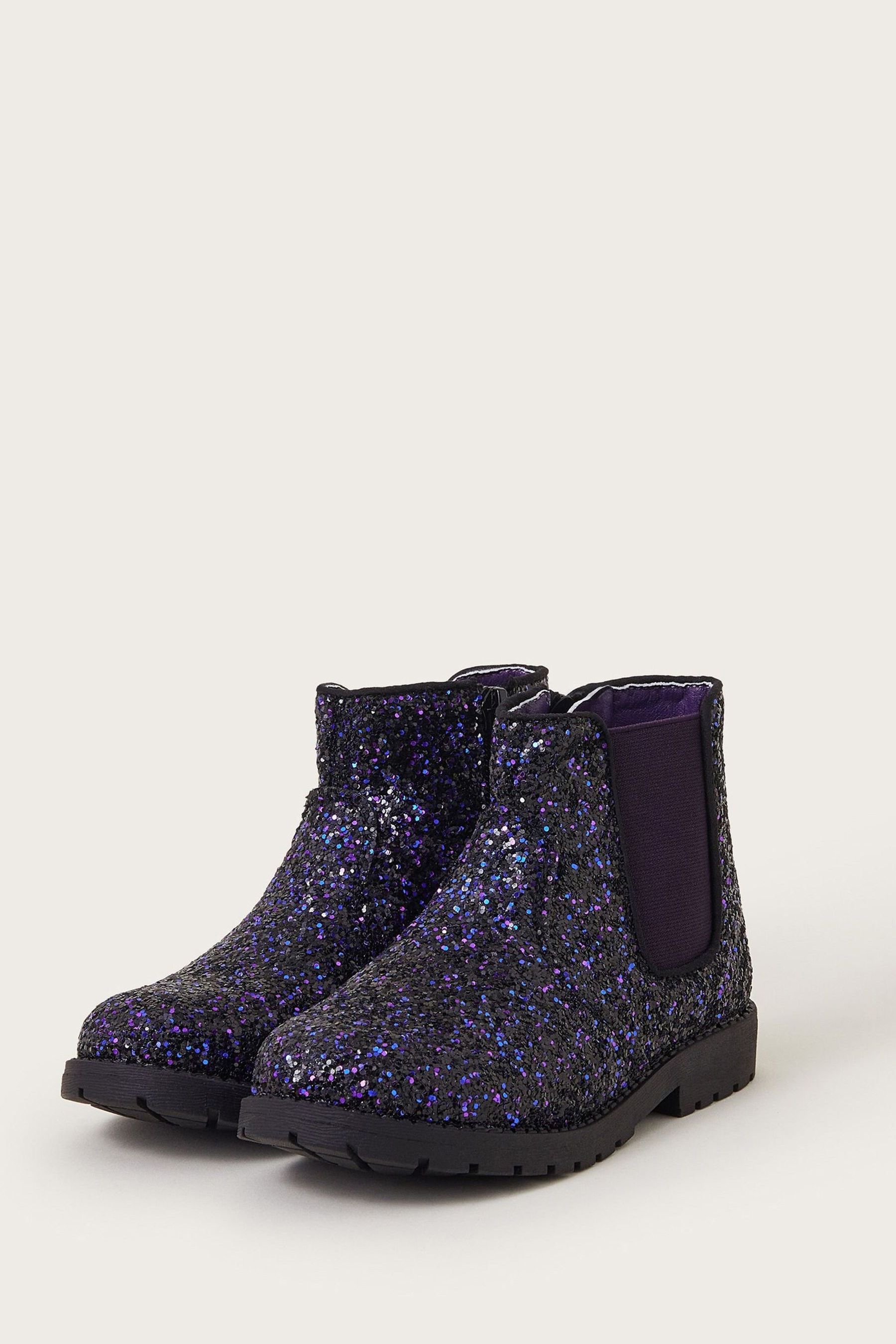 Monsoon Purple Glitter Chelsea Boots us10 Girls