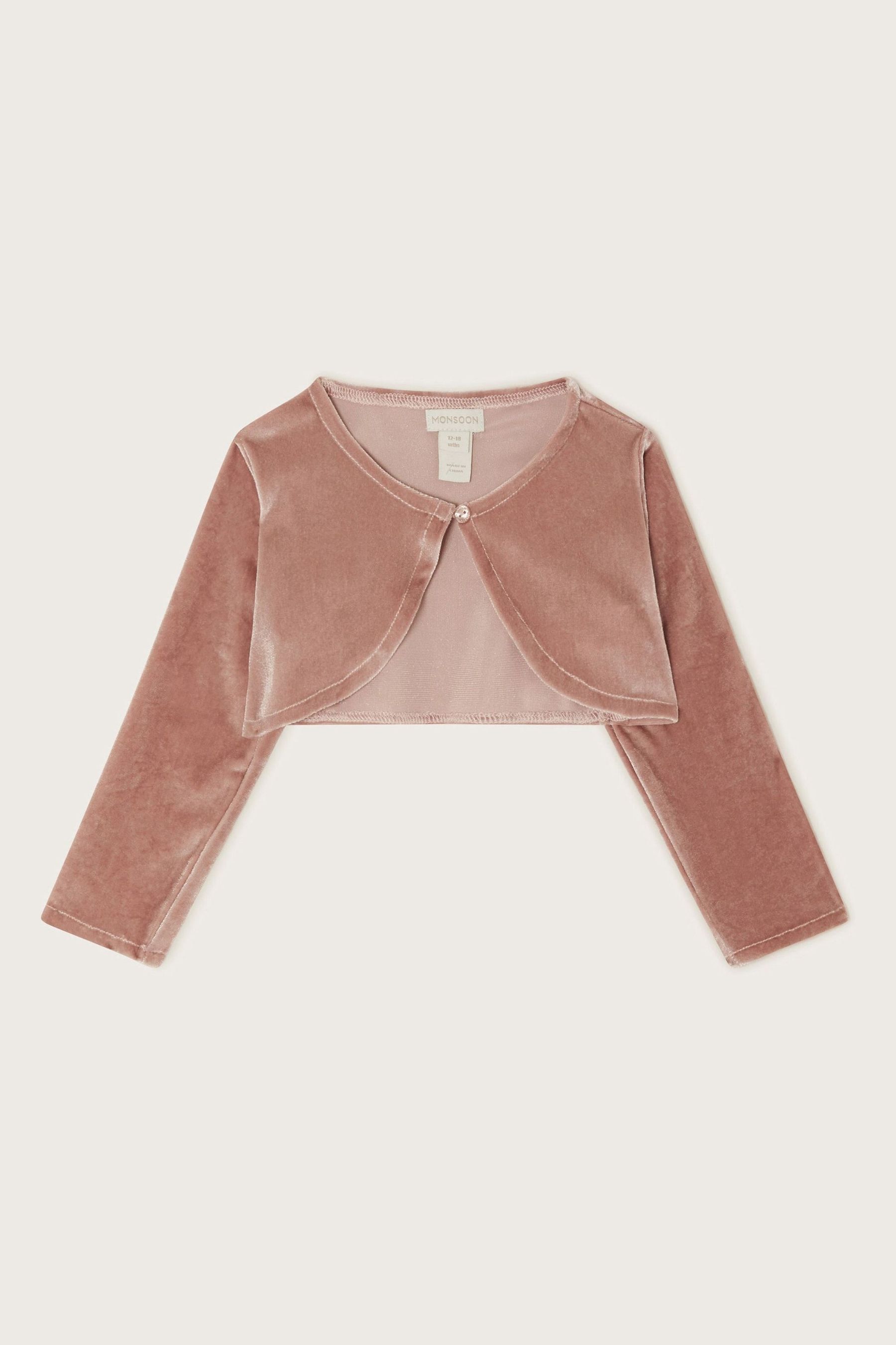 Buy Monsoon Pink Baby Velvet Niamh Cardigan from Next Luxembourg