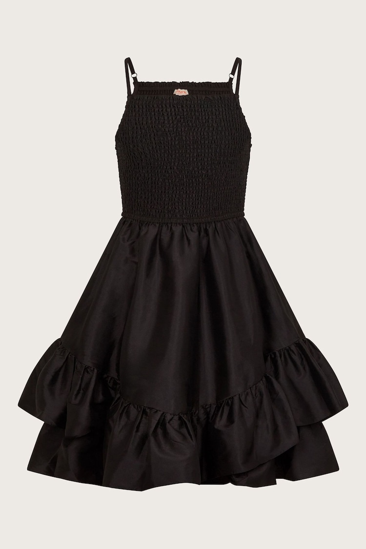 Monsoon Black Clariska Smocked Taffeta Prom Dress - Image 1 of 3