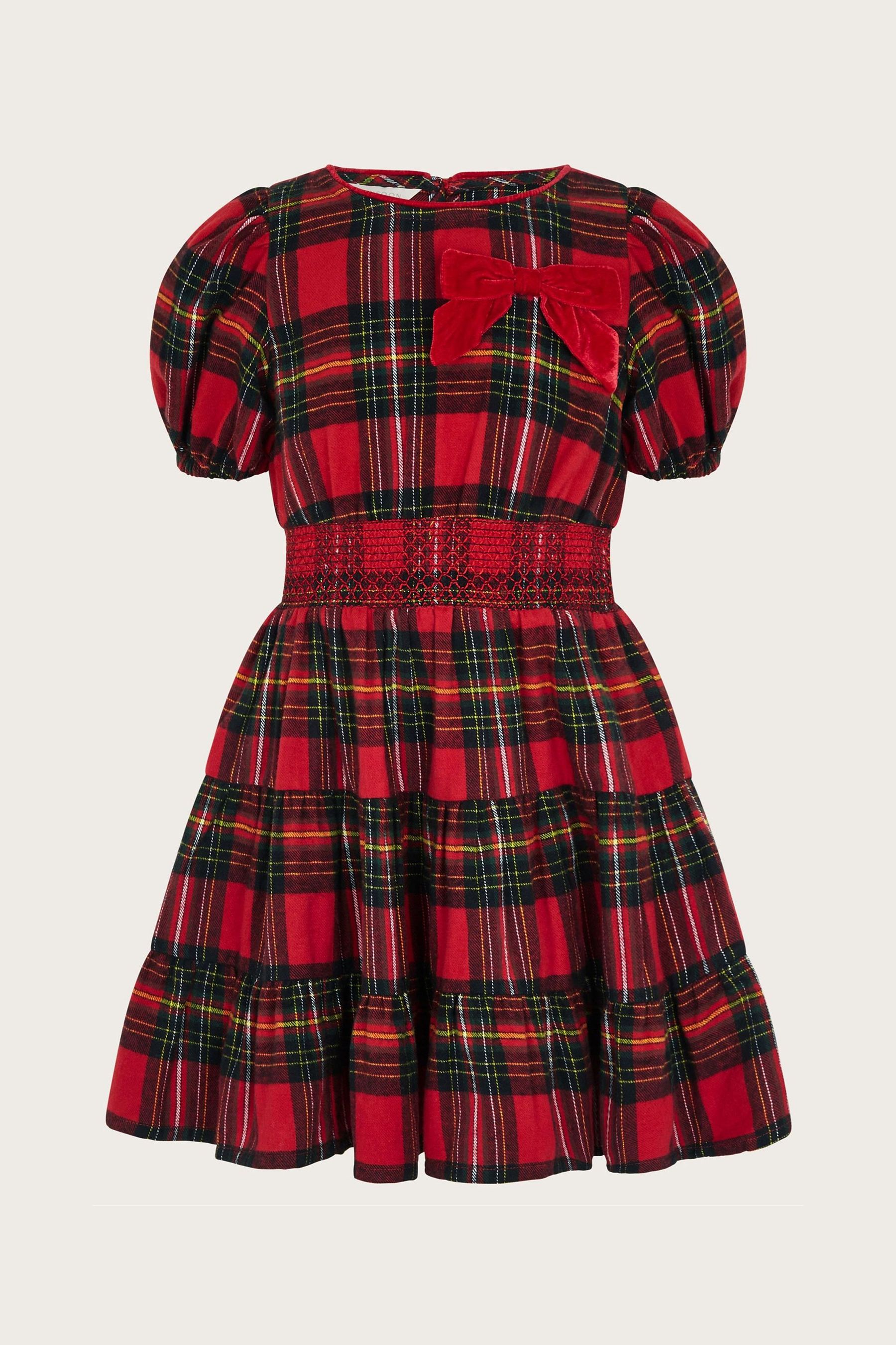 Buy Monsoon Red Puff Sleeve Tartan 100 Cotton Dress from Next Austria