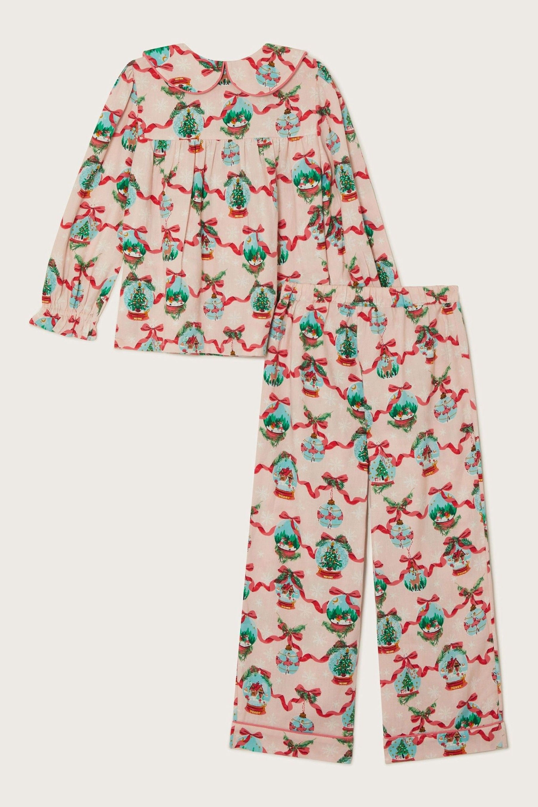 Buy Monsoon Pink 100 Cotton Christmas Snow Globe Long Pyjamas Set from the Next UK online shop