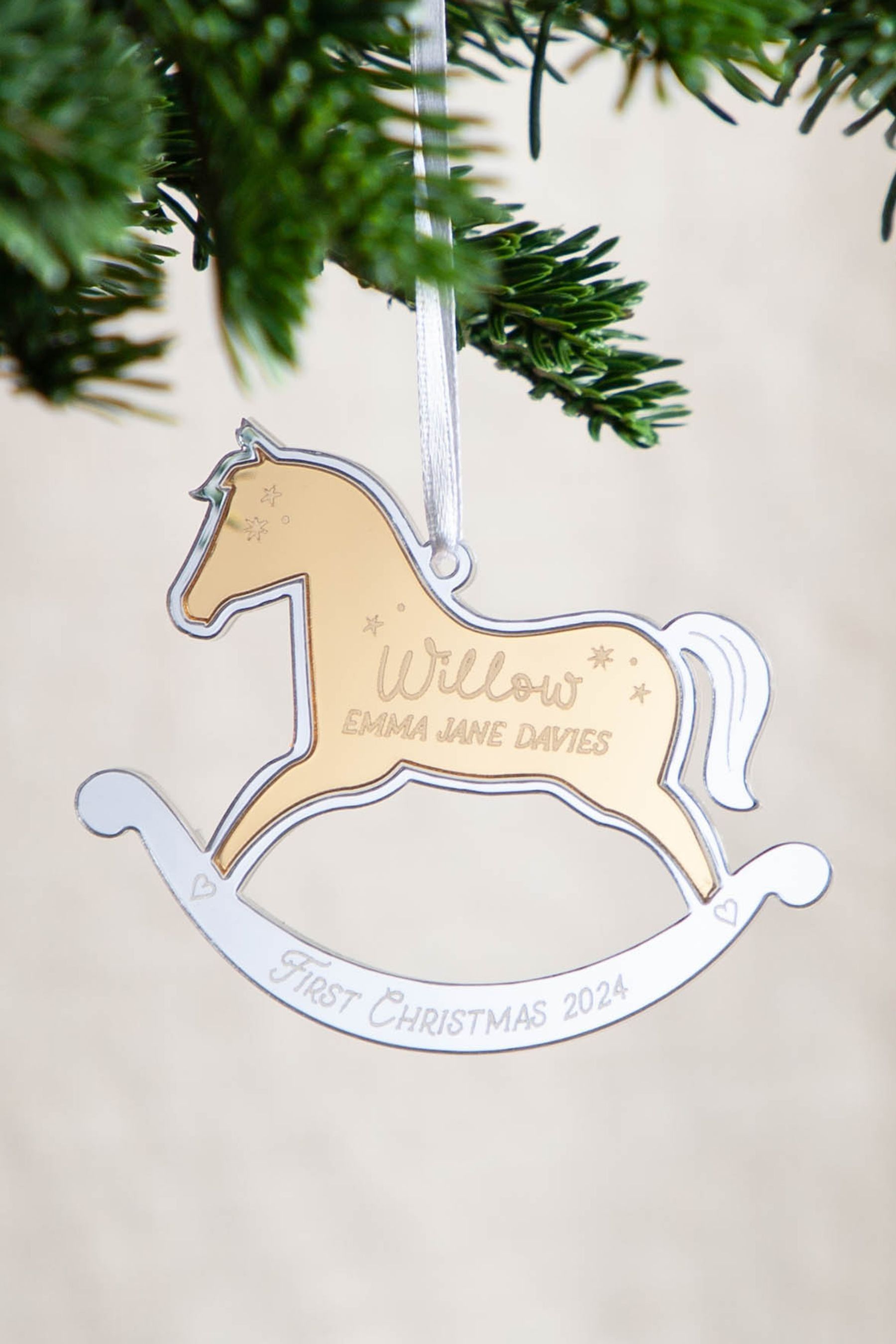 Buy Metallic Mirror Rocking Horse First Christmas Decoration by No Ordinary Gift from the Next UK online shop