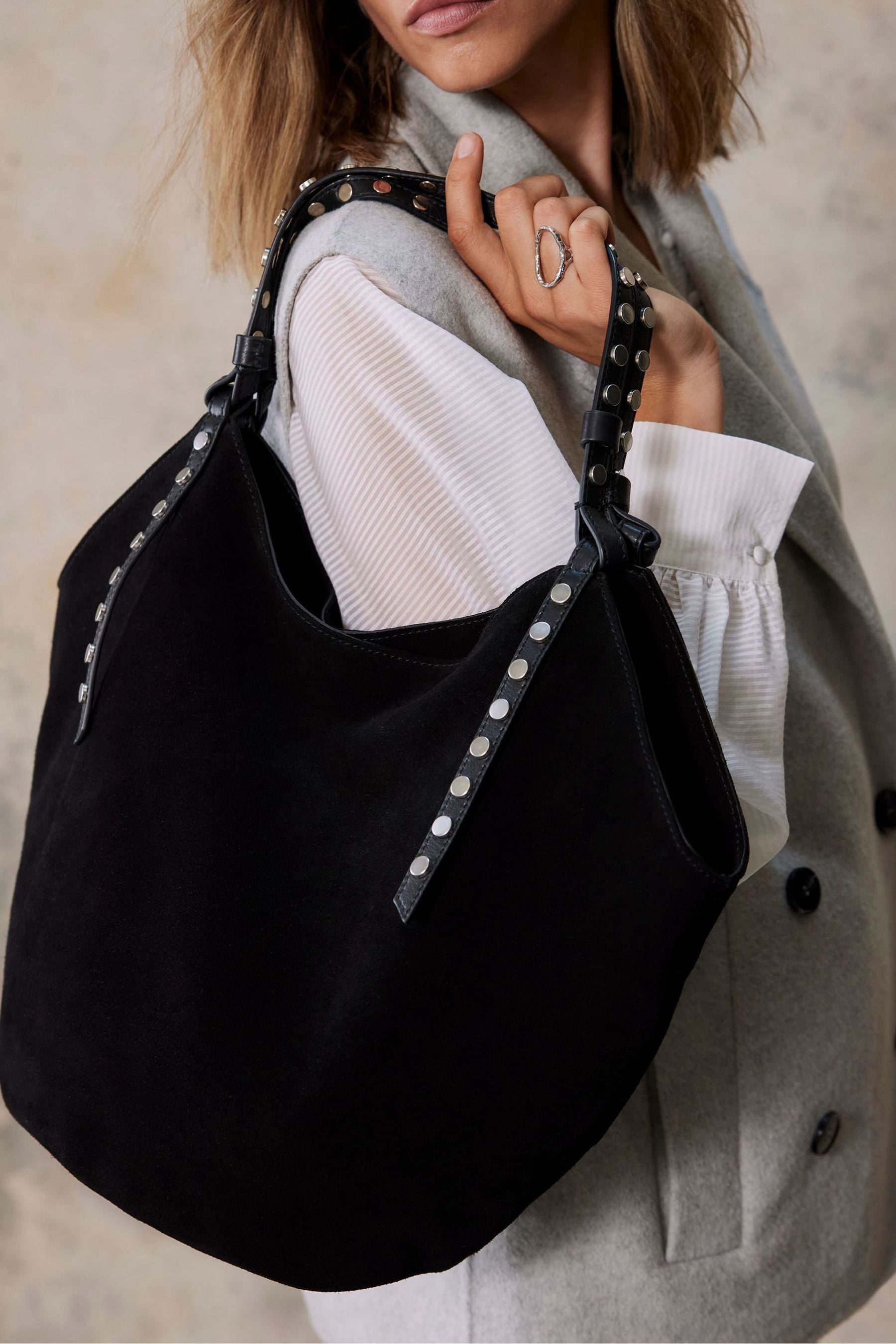 Black suede bag hotsell