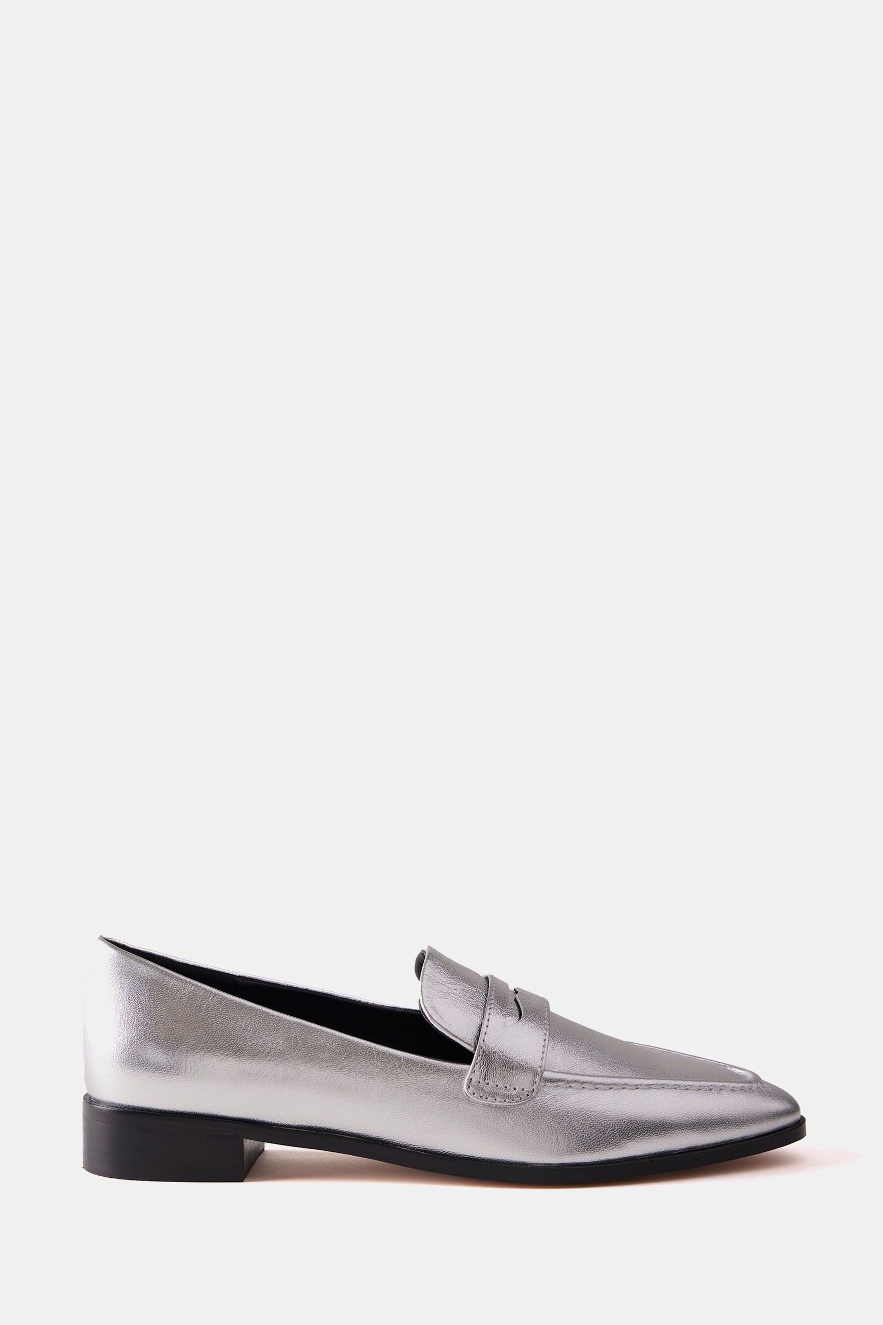 Buy Mint Velvet Silver Leather Loafers from the Next UK online shop