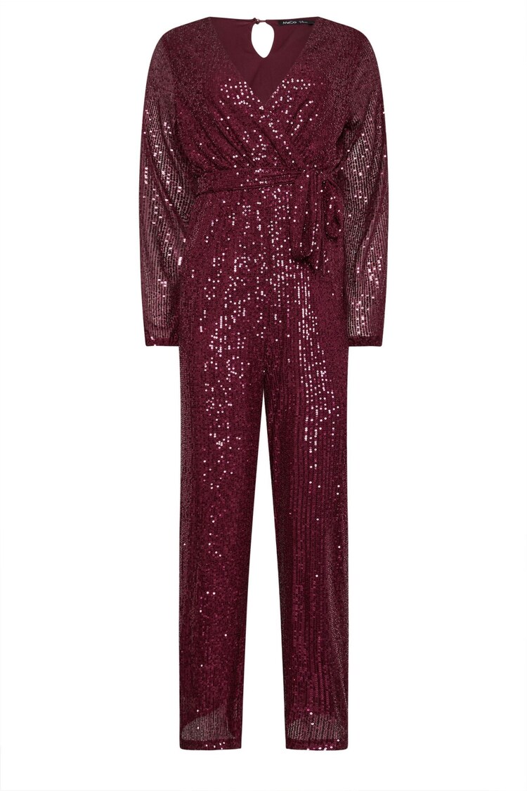 M&Co Red Sequin Wrap Jumpsuit - Image 5 of 5