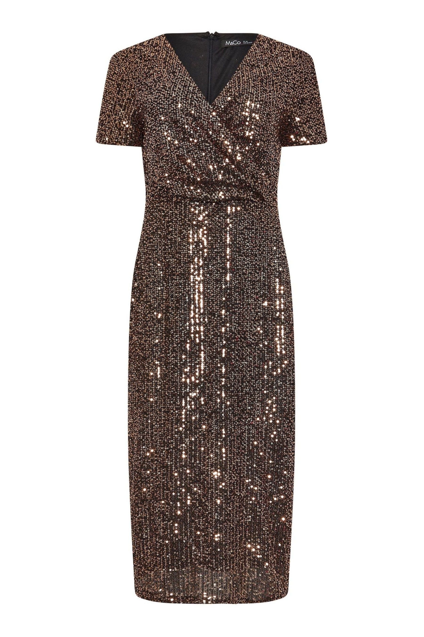 Buy M Co Gold Sequin Wrap Shift Dress from Next Germany