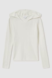 Reiss Cream style Chloe Wool-Blend Rib-Knit Hooded Jumper - Image 2 of 6