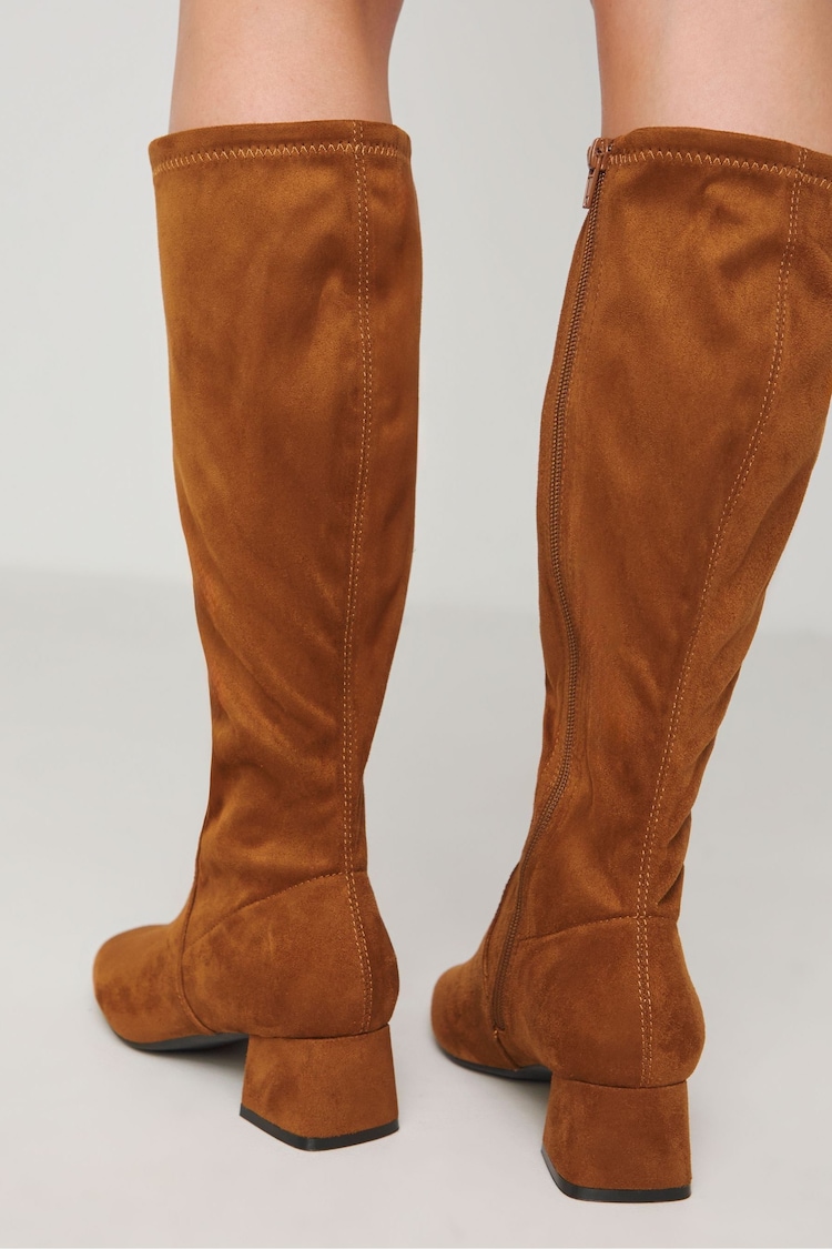 JD Williams Natural Low Block Heel Knee High Boots in Wide Fit - Image 2 of 4