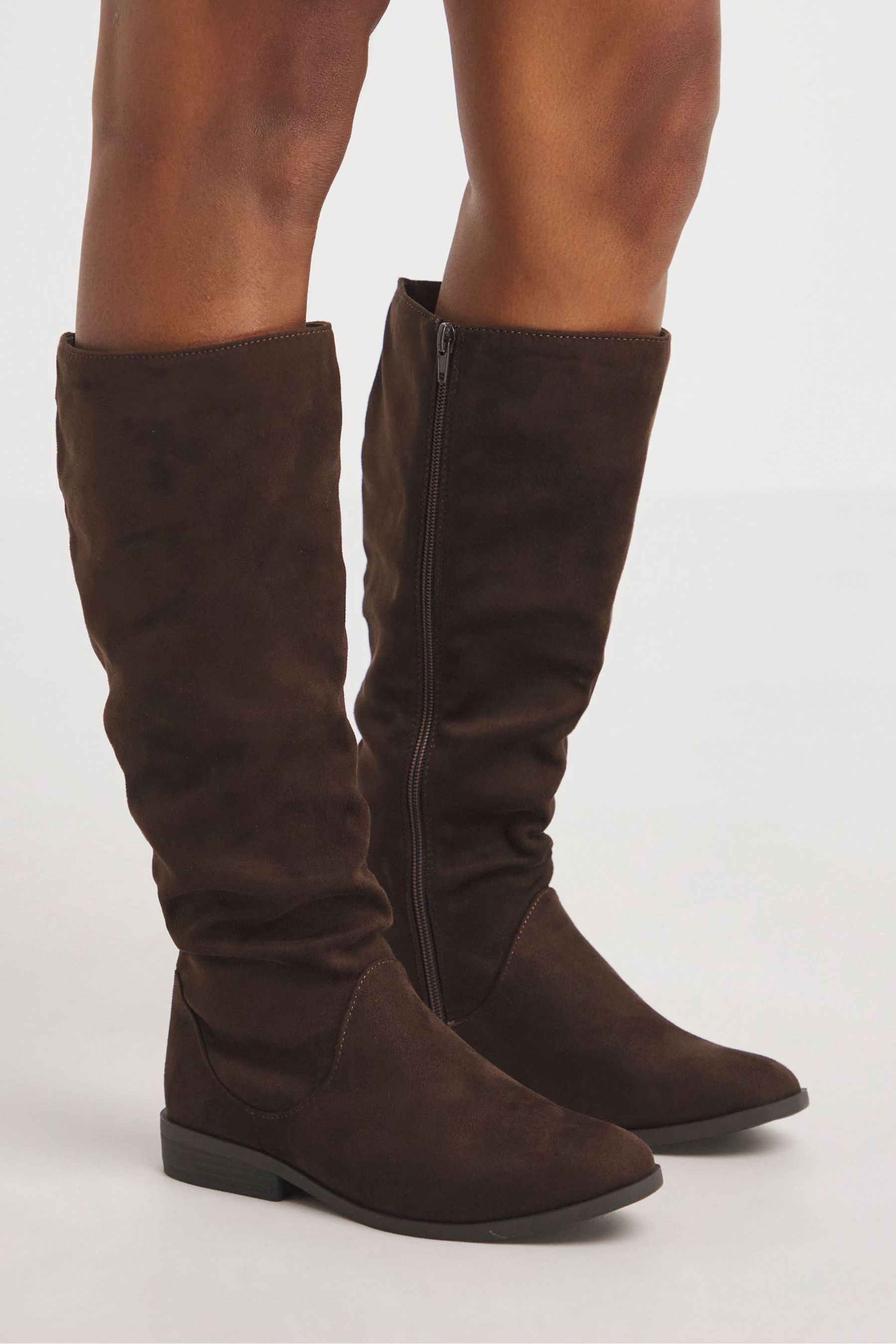 Buy JD Williams Brown Microsuede Ruched Boots in Extra Wide Fit from the Next UK online shop