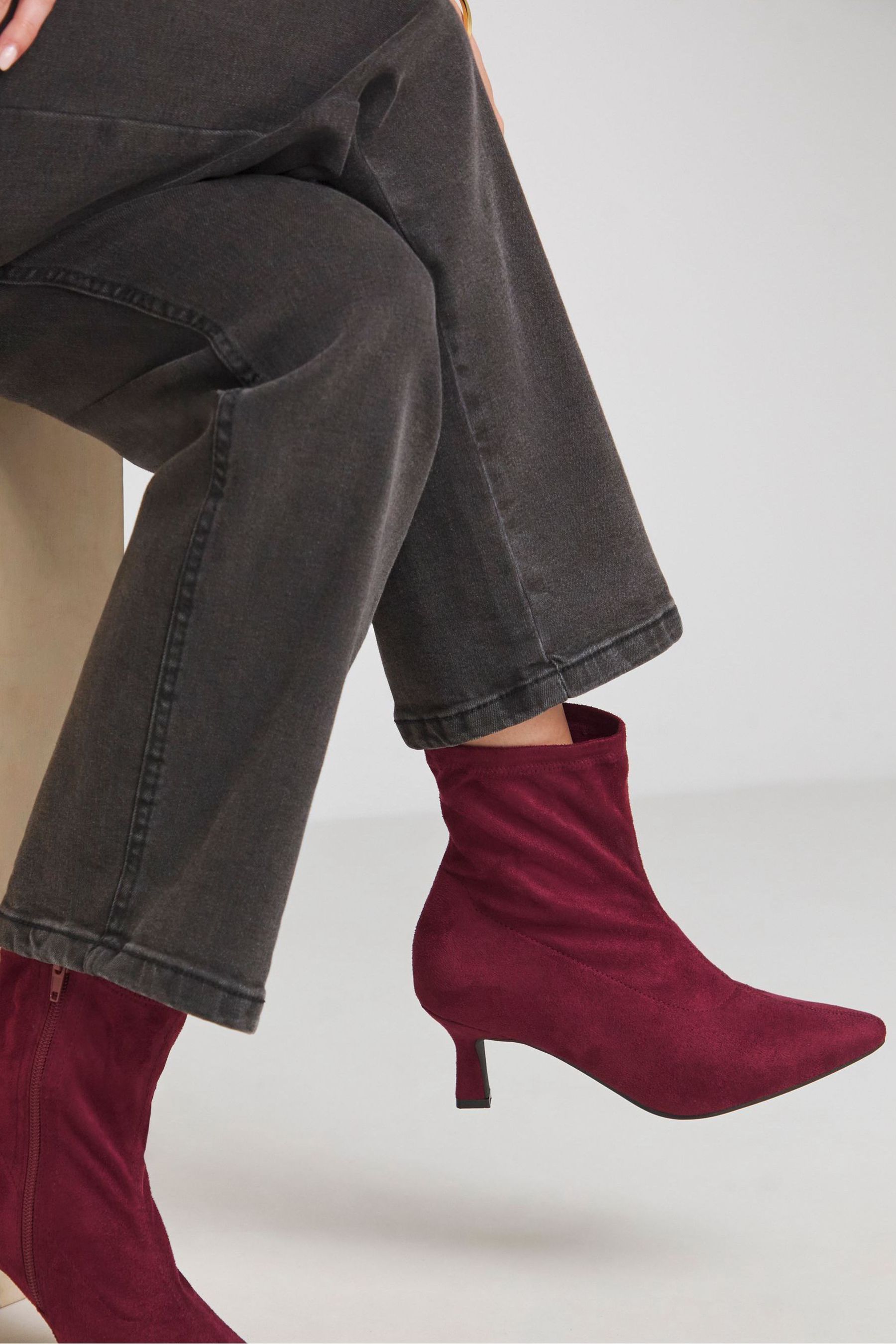 Buy JD Williams Burgundy Standard Wide Fit Kitten Heel Sock Boot In Wide Fit from the Next UK online shop