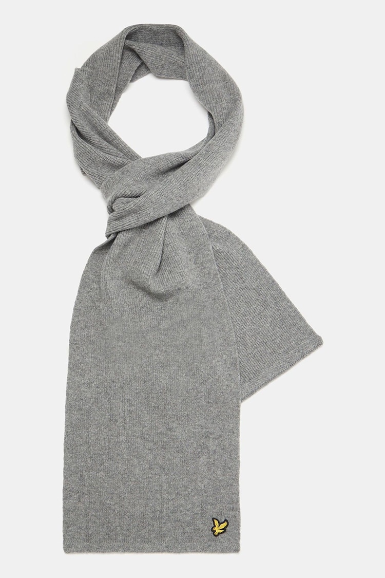 Lyle & Scott Grey Racked Rib Scarf - Image 1 of 3