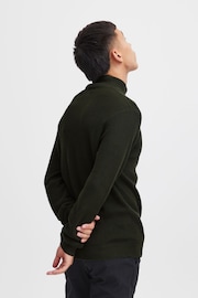 Blend Dark Khaki Green 100% Cotton Quarter Zip Knitted Sweat Jumper - Image 2 of 5