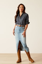 Ariat Blue Oban Pleated Long Sleave Shirt - Image 3 of 4