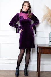 Hot Squash Purple Tie Sleeve Velvet Mini Dress - Bild 2 von 5