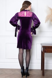 Hot Squash Purple Tie Sleeve Velvet Mini Dress - Bild 3 von 5