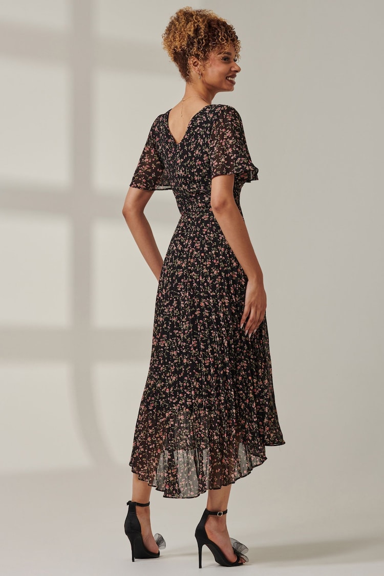 Jolie Moi Black Meagan V-Neck Chiffon Maxi Dress - Image 2 of 6