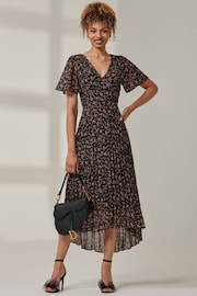 Jolie Moi Black Meagan V-Neck Chiffon Maxi Dress - Image 4 of 6